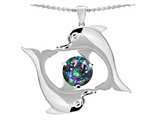 Original Star K™ Round 6mm Rainbow Mystic Topaz Dolphin Pendant
