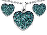 Original Star K™ Simulated Emerald Heart Shape Love Pendant Box Set with matching earrings