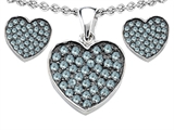 Original Star K™ Simulated Aquamarine Heart Shape Love Pendant Box Set with matching earrings