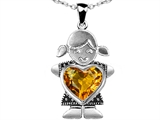 Original Star K™ Little Girl Holding 8mm Heart Mother Birthstone Pendant with Genuine Citrine