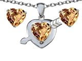 Original Star K™ Simulated Imperial Yellow Topaz Heart With Arrow Pendant Box Set With Free Matching Earring