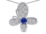 Original Star K™ Butterfly Pendant With Round Created Sapphire