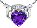 Celtic Love by Kelly 8mm Heart Claddagh Pendant With Genuine Amethyst