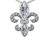 Original Star K™ Genuine White Topaz Fleur De Lis Pendant