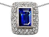 Original Star K™ Emerald Cut Created Sapphire Pendant