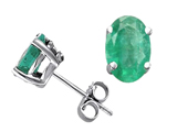 Tommaso Design™ Oval 7x5mm Genuine Emerald Earring Studs