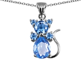 Original Star K™ Cat Pendant With Simulated Aquamarine