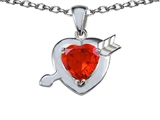 Original Star K™ Heart with Arrow Love Pendant with Simulated Orange Mexican Fire Opal