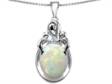 Original Star K™ Loving Mother With Children Pendant With 11x9mm Oval Created Opal