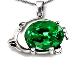 Original Star K™ Lucky Pig Pendant With Large Oval Simulated Emerald 12x10mm