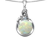 Original Star K™ Loving Mother With Child Family Pendant With Round 10mm Created Opal