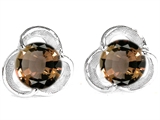 Original Star K™ Round Genuine Smoky Quartz Flower Earring Studs