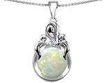 Original Star K™ Large Loving Mother With Children Pendant With Round 10mm Created Opal