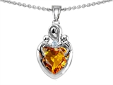 Original Star K™ Loving Mother With Children Pendant With 8mm Heart Shape Genuine Citrine