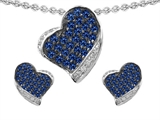 Original Star K™ Created Sapphire Heart Shape Love Pendant Box Set With Matching Earrings