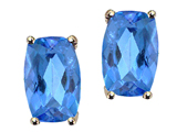 Tommaso Design™ Checkerboard Cushion Cut Genuine Blue Topaz Earring Studs