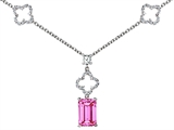 Original Star K™ Emerald Cut Created Pink Sapphire Necklace