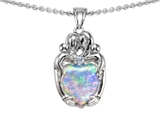 Original Star K™ Loving Mother And Hugging Family Pendant With Heart Shape 8mm Created Opal
