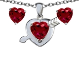 Original Star K™ Created Ruby Heart with Arrow Pendant Box Set with Free matching earrings