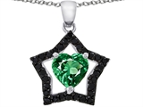 Original Star K™ Heart Shape Simulated Emerald Black Star Pendant