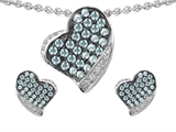 Original Star K™ Simulated Aquamarine Heart Shape Love Pendant Box Set With Matching Earrings