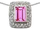 Original Star K™ Emerald Cut Created Pink Sapphire Pendant