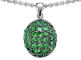 Original Star K™ Oval Puffed Pendant with Simulated Emerald