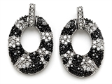 Original Star K™ Round Black and White Cubic Zirconia Oval Shape Earrings