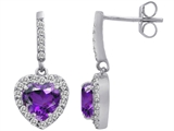 Original Star K™ 6mm Heart Shape Genuine Amethyst Dangling Heart Earrings
