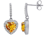 Original Star K™ 6mm Heart Shape Genuine Citrine Dangling Heart Earrings