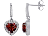 Original Star K™ 6mm Heart Shape Genuine Garnet Dangling Heart Earrings