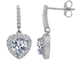 Original Star K™ 6mm Heart Shape Genuine White Topaz Dangling Heart Earrings