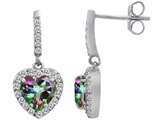 Original Star K™ 6mm Heart Shape Rainbow Mystic Topaz Dangling Heart Earrings