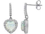 Original Star K™ 6mm Heart Shape Created Opal Dangling Heart Earrings