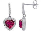 Original Star K™ 6mm Heart Shape Created Ruby Dangling Heart Earrings