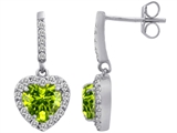 Original Star K™ 6mm Heart Shape Genuine Peridot Dangling Heart Earrings