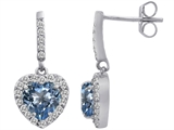 Original Star K™ 6mm Heart Shape Simulated Aquamarine Dangling Heart Earrings