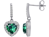 Original Star K™ 6mm Heart Shape Simulated Emerald Dangling Heart Earrings