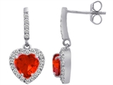 Original Star K™ 6mm Heart Shape Simulated Mexican Orange Fire Opal Dangling Heart Earrings