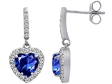 Original Star K™ 6mm Heart Shape Created Sapphire Dangling Heart Earrings