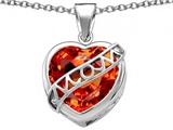 Original Star K™ Large Love Mom Mother Pendant with 15mm Heart Shape Simulated Mexican Orange Fire Opal