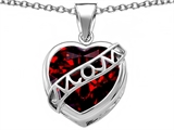 Original Star K™ Large Love Mom Mother Pendant with 15mm Heart Shape Simulated Garnet