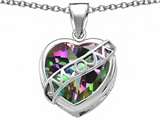 Original Star K™ Large Love Mom Mother Pendant with 15mm Heart Shape Rainbow Mystic Topaz