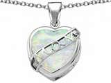 Original Star K™ Large Love Mom Mother Pendant with 15mm Heart Shape Created Opal