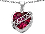 Original Star K™ Large Love Mom Mother Pendant with 15mm Heart Shape Created Ruby
