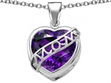 Original Star K™ Large Love Mom Mother Pendant with 15mm Heart Shape Simulated Amethyst