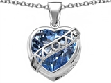 Original Star K™ Large Love Mom Mother Pendant with 15mm Heart Shape Simulated Aquamarine