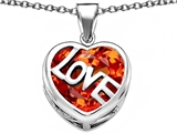 Original Star K™ Large Love Heart Pendant with 15mm Heart Shape Simulated Mexican Orange Fire Opal