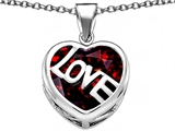 Original Star K™ Large Love Heart Pendant with 15mm Heart Shape Simulated Garnet
