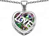 Original Star K™ Large Love Heart Pendant with 15mm Heart Shape Rainbow Mystic Topaz